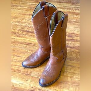 🌟 Justin USA Brown Leather Cowboy Boots Womens 5C size 5 Wide Width Imperfect
